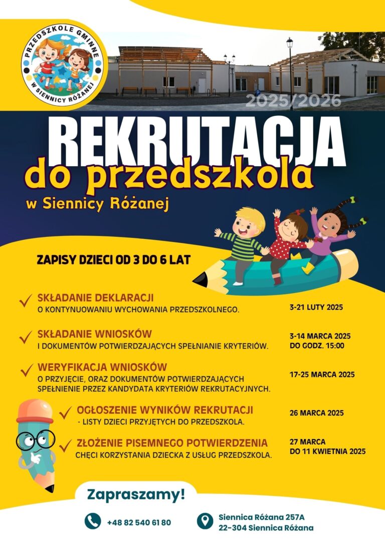 Regulamin rekrutacji do Przedszkola Gminnego w Siennicy Różanej